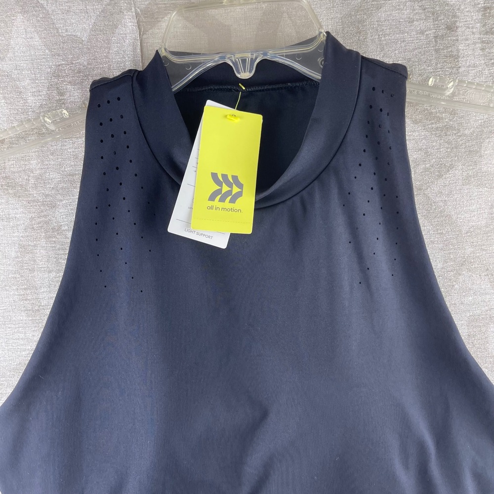 All In Motion High Neck Sports Bra Women L Black NWT Laser Cut Light Support - Picture 6 of 8